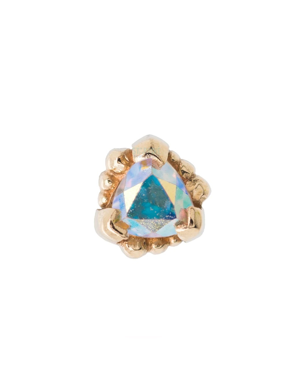 BVLA Beaded Trillion Nostril Screw 14K Yellow Gold w/ Mercury Mist Topaz